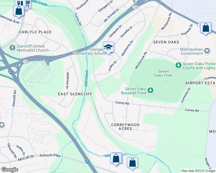 map of restaurants, bars, coffee shops, grocery stores, and more near 926 Currey Road in Nashville