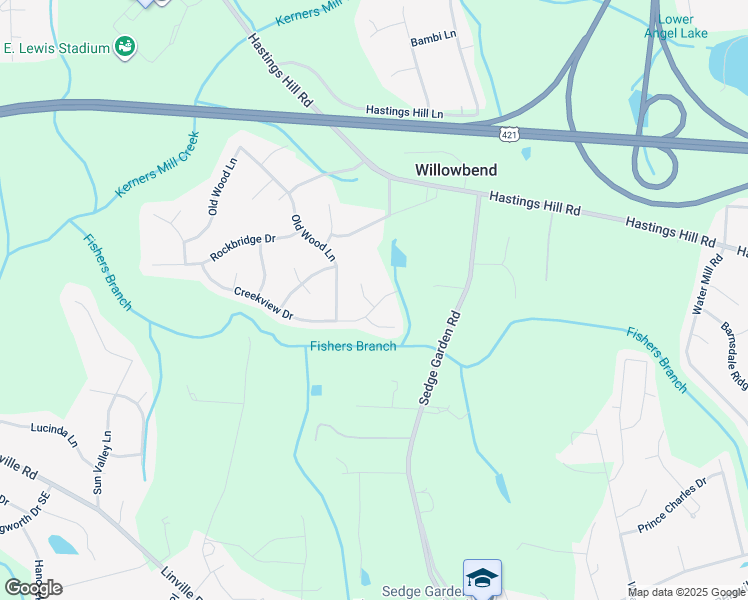 map of restaurants, bars, coffee shops, grocery stores, and more near 495 Mae Stone Drive in Kernersville