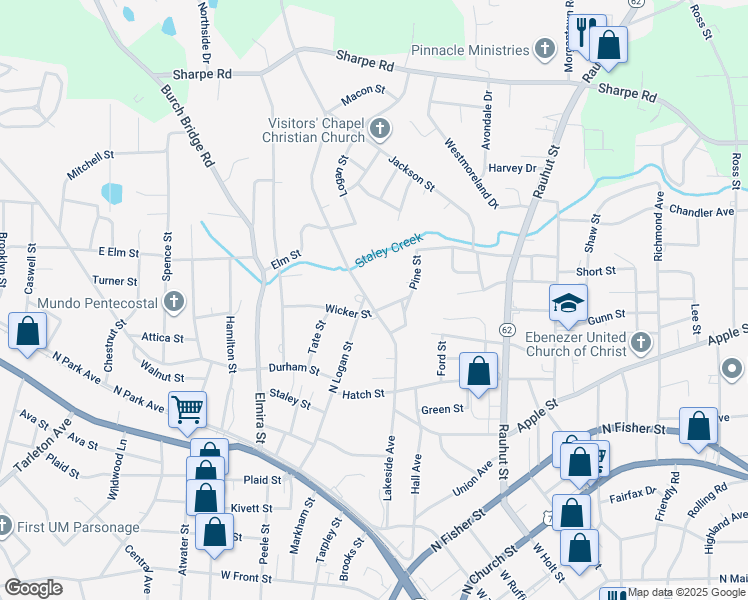 map of restaurants, bars, coffee shops, grocery stores, and more near 523 Lakeside Avenue in Burlington