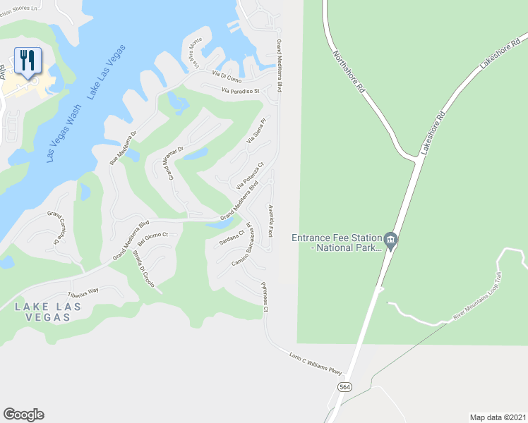 map of restaurants, bars, coffee shops, grocery stores, and more near 41 Caminito Amore in Henderson
