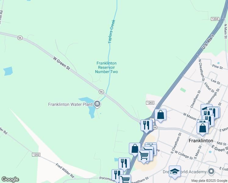 map of restaurants, bars, coffee shops, grocery stores, and more near in Franklinton