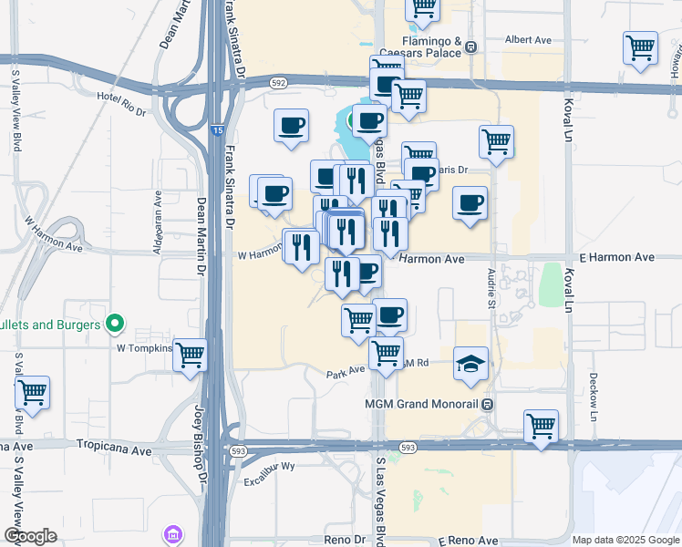 map of restaurants, bars, coffee shops, grocery stores, and more near 3726 West Aria Place in Las Vegas