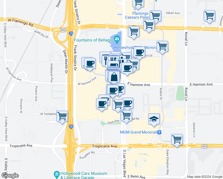 map of restaurants, bars, coffee shops, grocery stores, and more near 3726 West Aria Place in Las Vegas