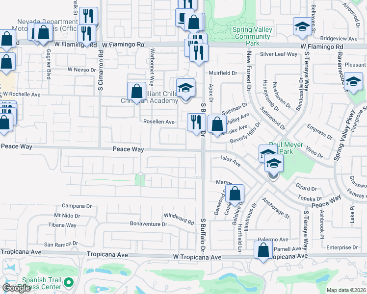 map of restaurants, bars, coffee shops, grocery stores, and more near 4446 Marble Bay Circle in Las Vegas