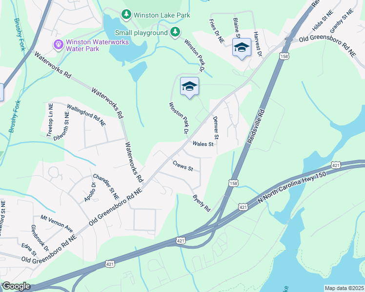 map of restaurants, bars, coffee shops, grocery stores, and more near 3541 Old Greensboro Road in Winston-Salem