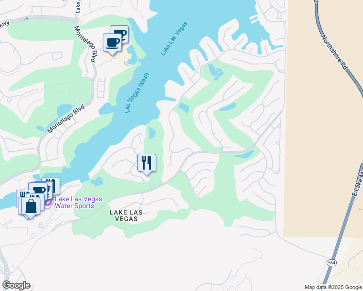 map of restaurants, bars, coffee shops, grocery stores, and more near 8 Rue Mediterra Drive in Henderson