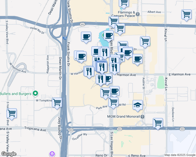 map of restaurants, bars, coffee shops, grocery stores, and more near 3726 West Aria Place in Las Vegas