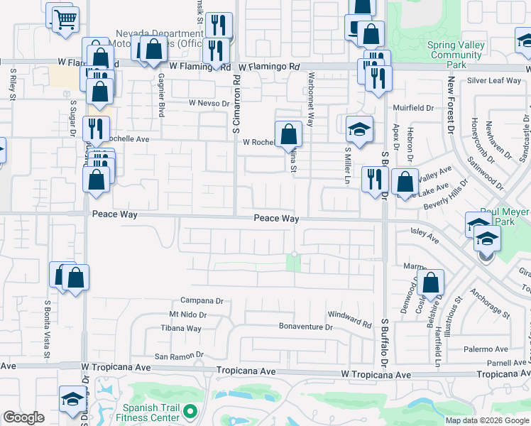 map of restaurants, bars, coffee shops, grocery stores, and more near 4464 Marengo Place in Las Vegas