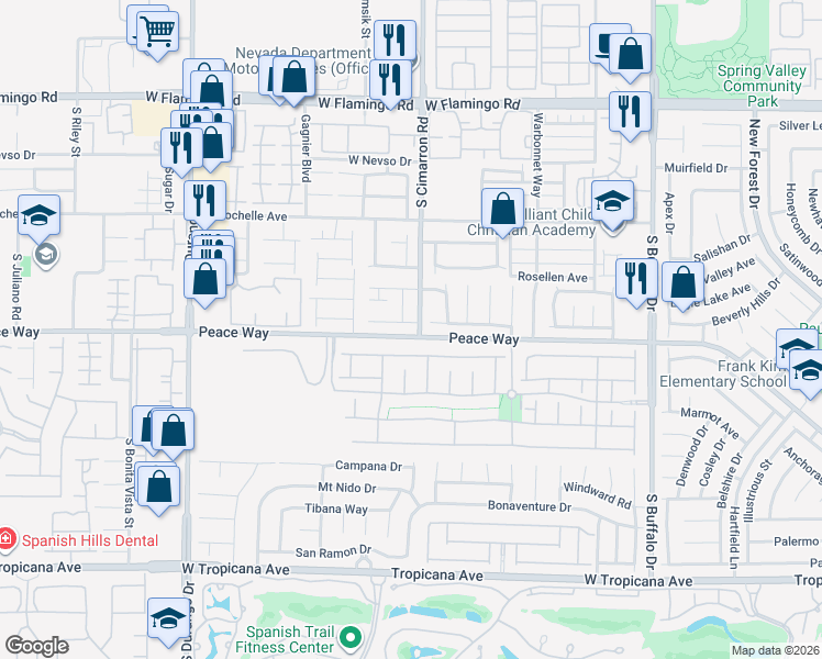 map of restaurants, bars, coffee shops, grocery stores, and more near 8216 Broward Lane in Las Vegas
