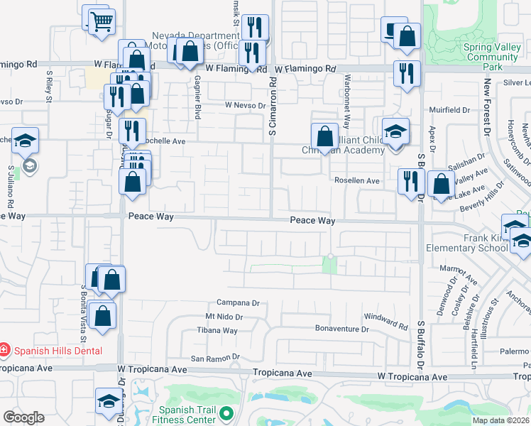 map of restaurants, bars, coffee shops, grocery stores, and more near 8216 Broward Lane in Las Vegas