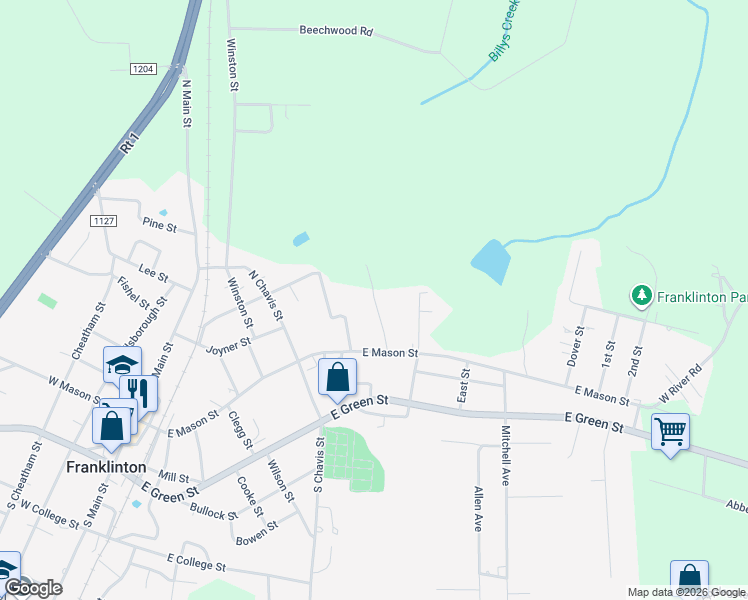 map of restaurants, bars, coffee shops, grocery stores, and more near 12 Korea Street in Franklinton