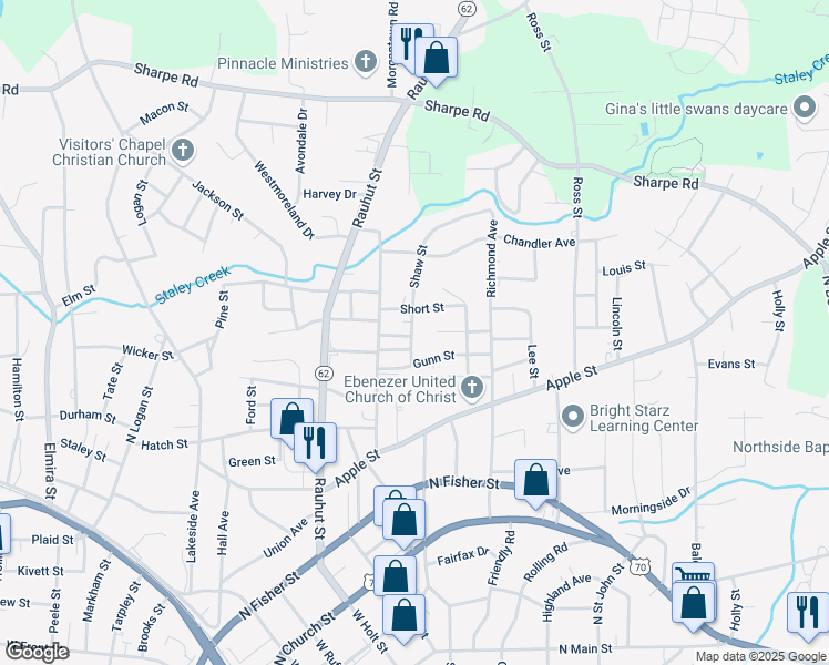 map of restaurants, bars, coffee shops, grocery stores, and more near 809 Shaw Street in Burlington