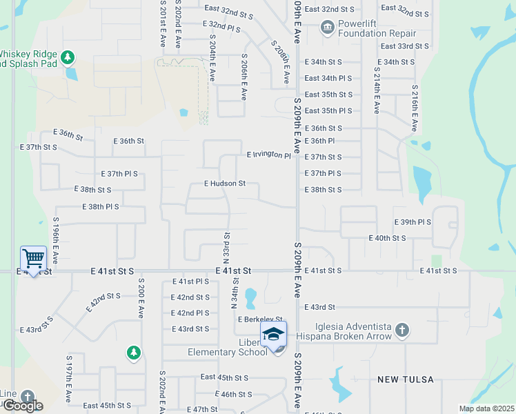 map of restaurants, bars, coffee shops, grocery stores, and more near 3527 East Gillette Street in Broken Arrow