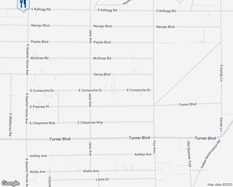 map of restaurants, bars, coffee shops, grocery stores, and more near 4701 East Comanche Drive in Pahrump