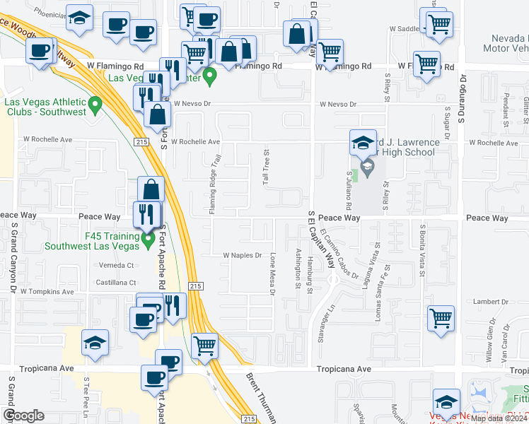 map of restaurants, bars, coffee shops, grocery stores, and more near 9137 Heavenly Valley Avenue in Las Vegas