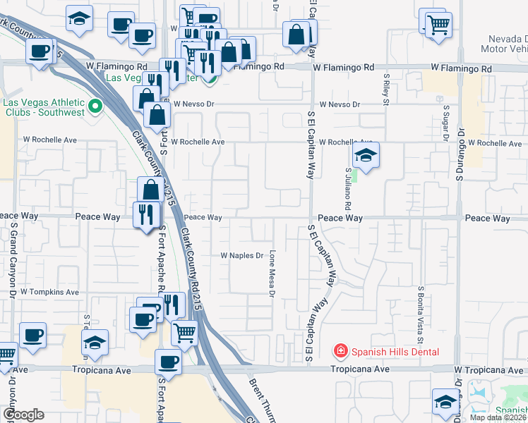 map of restaurants, bars, coffee shops, grocery stores, and more near 4488 Summers Shade Street in Las Vegas