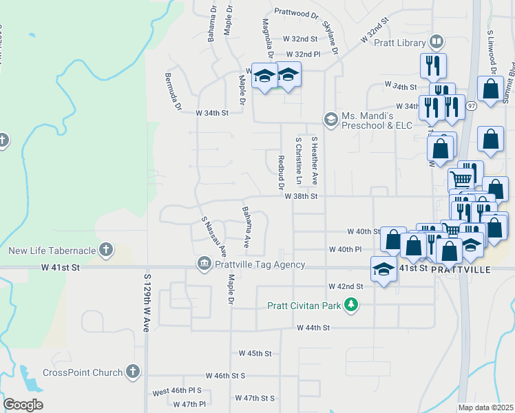 map of restaurants, bars, coffee shops, grocery stores, and more near 506 West 38th Street in Sand Springs