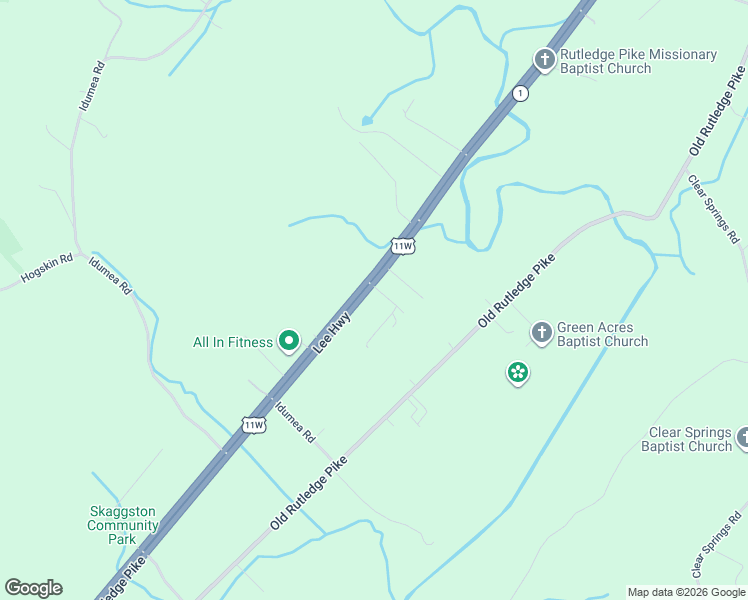 map of restaurants, bars, coffee shops, grocery stores, and more near 10092 Tennessee 1 in Corryton