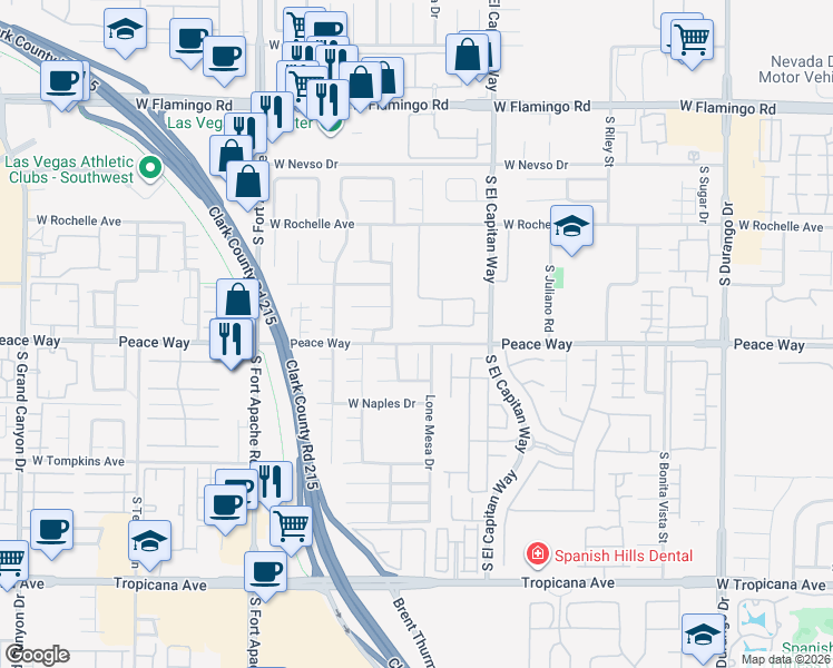 map of restaurants, bars, coffee shops, grocery stores, and more near 4488 Summers Shade Street in Las Vegas