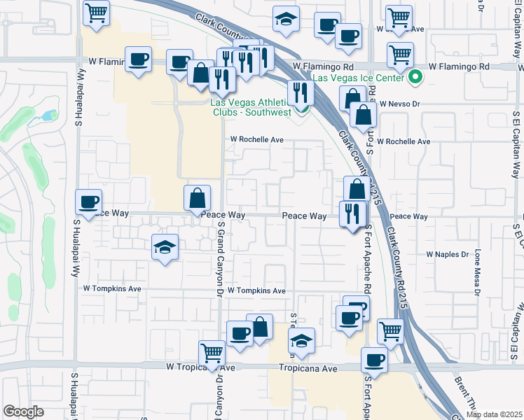 map of restaurants, bars, coffee shops, grocery stores, and more near 9683 Sound View Avenue in Las Vegas