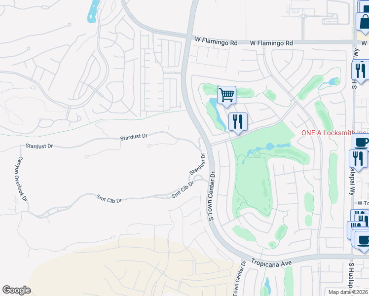 map of restaurants, bars, coffee shops, grocery stores, and more near 10819 Stardust Drive in Las Vegas