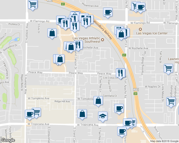 map of restaurants, bars, coffee shops, grocery stores, and more near 9683 Sound View Avenue in Las Vegas