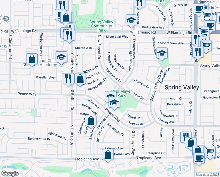 map of restaurants, bars, coffee shops, grocery stores, and more near 7532 Reindeer Court in Las Vegas
