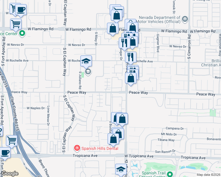 map of restaurants, bars, coffee shops, grocery stores, and more near 8712 Villa Monica Lane in Las Vegas
