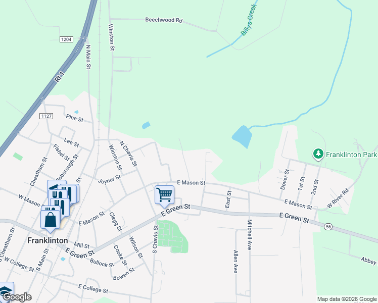 map of restaurants, bars, coffee shops, grocery stores, and more near 12 Korea Street in Franklinton