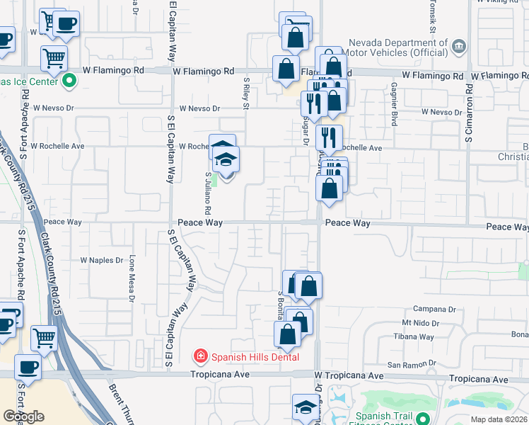 map of restaurants, bars, coffee shops, grocery stores, and more near 8748 Villa Monica Lane in Las Vegas