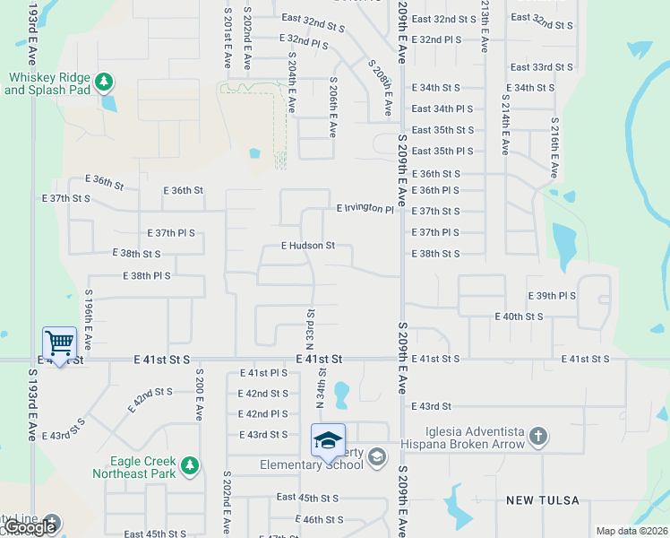 map of restaurants, bars, coffee shops, grocery stores, and more near 3509 East Gillette Street in Broken Arrow