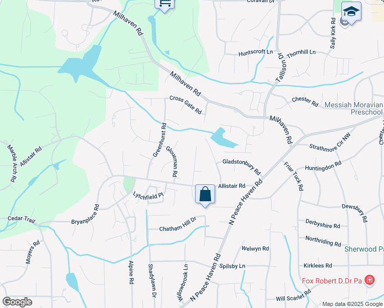 map of restaurants, bars, coffee shops, grocery stores, and more near 1028 Wessyngton Road in Winston-Salem