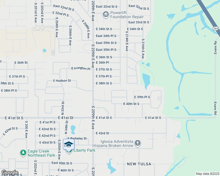 map of restaurants, bars, coffee shops, grocery stores, and more near 3905 South 210th East Avenue in Broken Arrow