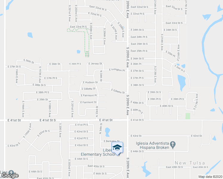 map of restaurants, bars, coffee shops, grocery stores, and more near 3529 East Gillette Street in Broken Arrow