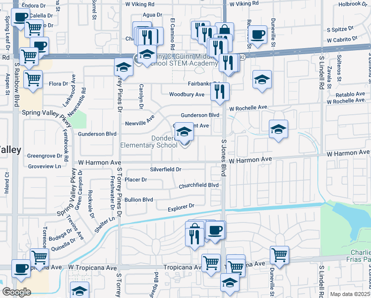 map of restaurants, bars, coffee shops, grocery stores, and more near 4450 Ridgeville Street in Las Vegas
