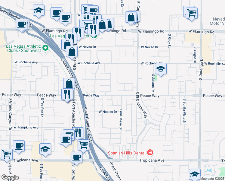 map of restaurants, bars, coffee shops, grocery stores, and more near 4488 Summers Shade Street in Las Vegas