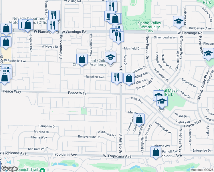 map of restaurants, bars, coffee shops, grocery stores, and more near 4446 Marble Bay Circle in Las Vegas
