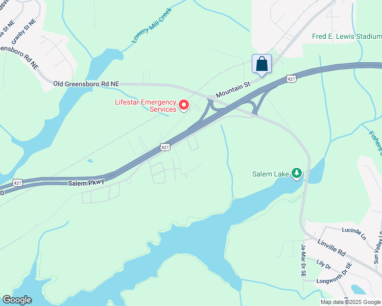 map of restaurants, bars, coffee shops, grocery stores, and more near 313 Linville Ridge Court Southeast in Winston-Salem