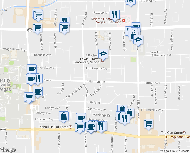 map of restaurants, bars, coffee shops, grocery stores, and more near 1866 Camino Verde Lane in Las Vegas