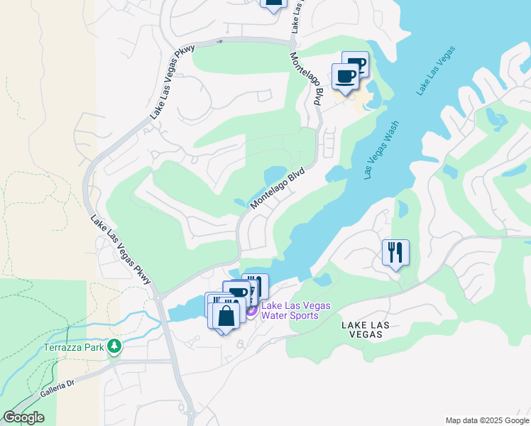 map of restaurants, bars, coffee shops, grocery stores, and more near 65 Garibaldi Way in Henderson