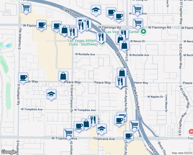map of restaurants, bars, coffee shops, grocery stores, and more near 9624 Sound View Avenue in Las Vegas