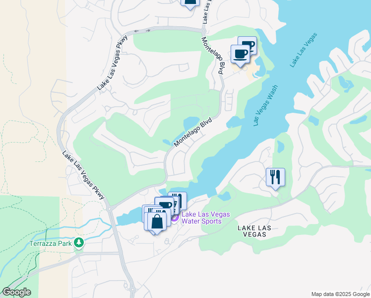 map of restaurants, bars, coffee shops, grocery stores, and more near 65 Garibaldi Way in Henderson