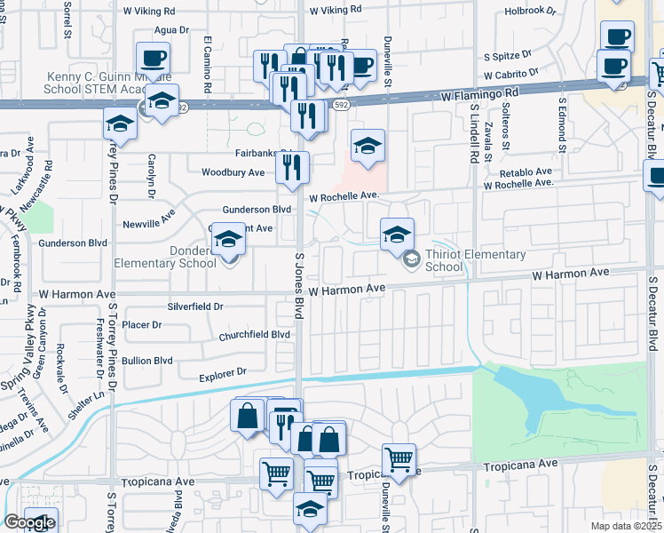 map of restaurants, bars, coffee shops, grocery stores, and more near 4400 South Jones Boulevard in Las Vegas