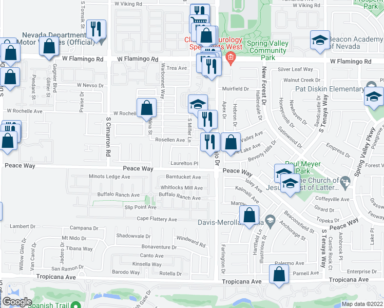map of restaurants, bars, coffee shops, grocery stores, and more near 4440 Marble Bay Circle in Las Vegas