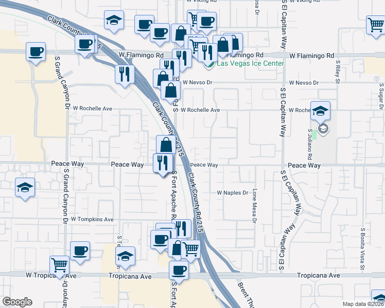 map of restaurants, bars, coffee shops, grocery stores, and more near 4455 Chessie Court in Las Vegas