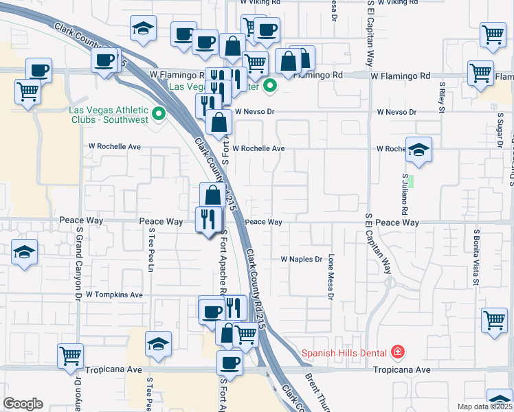 map of restaurants, bars, coffee shops, grocery stores, and more near 9230 Golden Torch Court in Las Vegas
