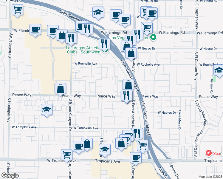 map of restaurants, bars, coffee shops, grocery stores, and more near 4473 Roscommon Street in Las Vegas