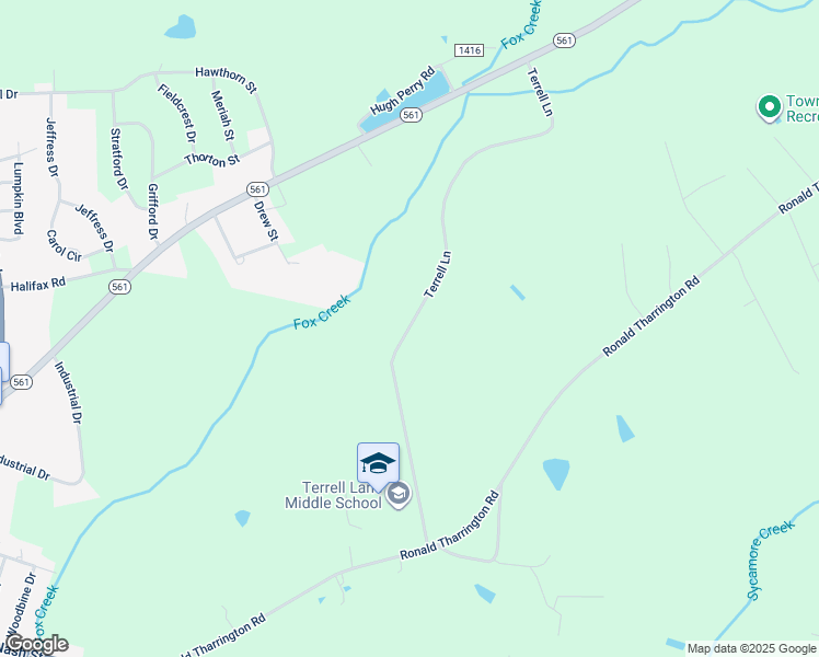 map of restaurants, bars, coffee shops, grocery stores, and more near 168 Terrell Lane in Louisburg