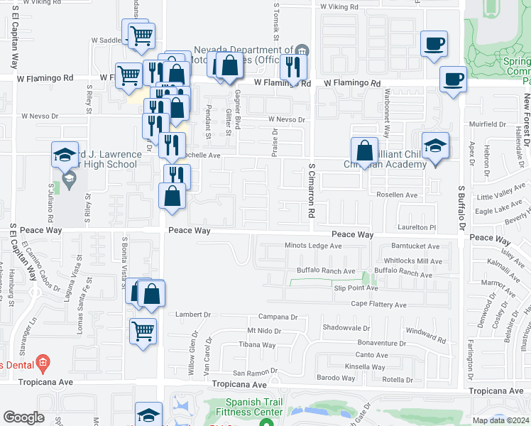 map of restaurants, bars, coffee shops, grocery stores, and more near 4522 Winter Harbor Street in Las Vegas