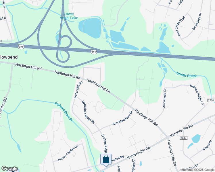 map of restaurants, bars, coffee shops, grocery stores, and more near 545 Hastings Hill Road in Kernersville